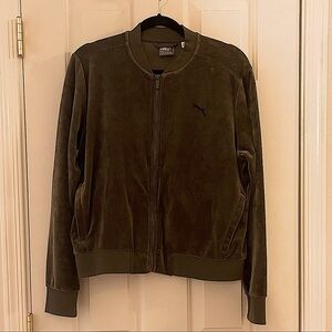 Puma Army Green Velvet Track Jacket